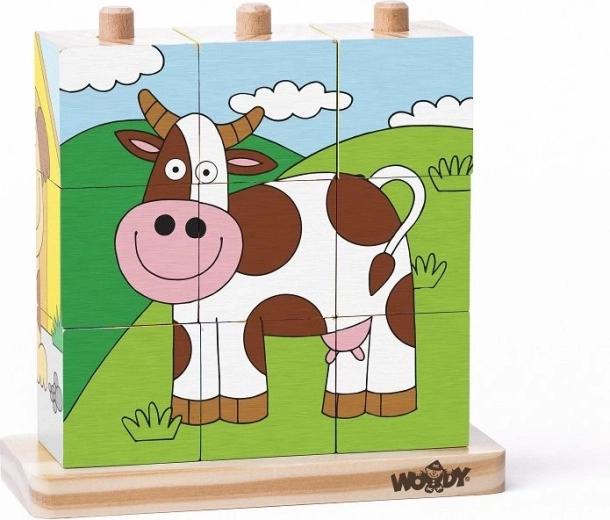 Dřevěné puzzle Farma s Kostičkami