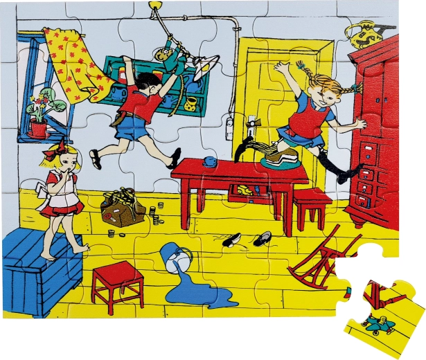 Dřevěné puzzle Pippi Dlouhá punčocha 30 dílků