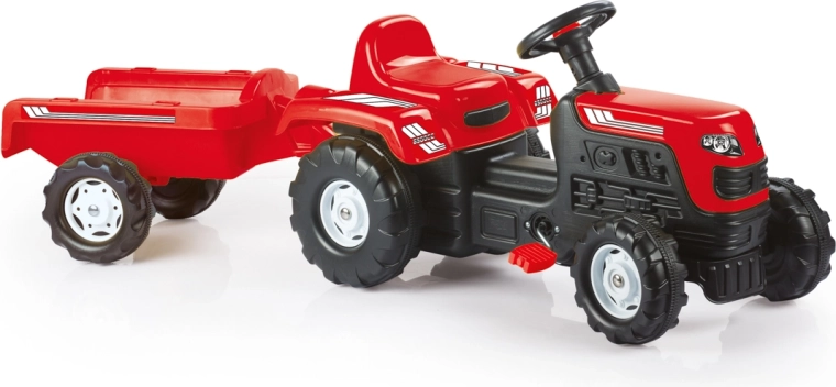 Dětský šlapací traktor s vlečkou – červený