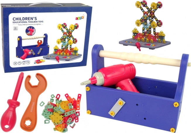 Konstrukční stavebnice v kufříku s aku šroubovákem pro malé kutily