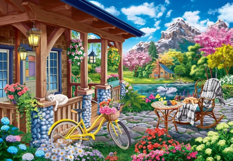 Puzzle Dům v horách při soumraku 1000 dílků BLUEBIRD