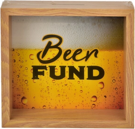 Dřevěná pokladnička Beer Fund 20 × 5 × 20 cm