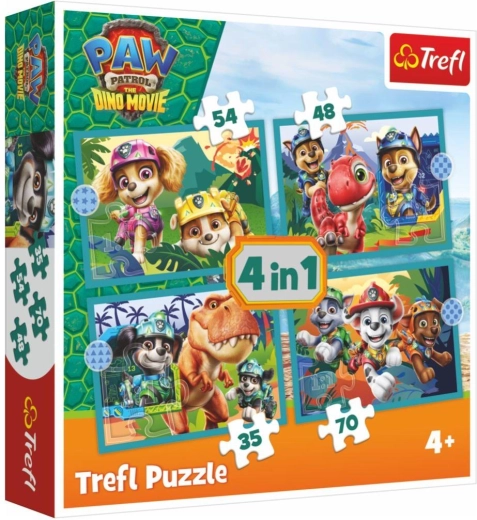 Puzzle 4 v 1 Tlapková patrola (Paw Patrol) Dino Movie – příběhy z ostrova dinosaurů