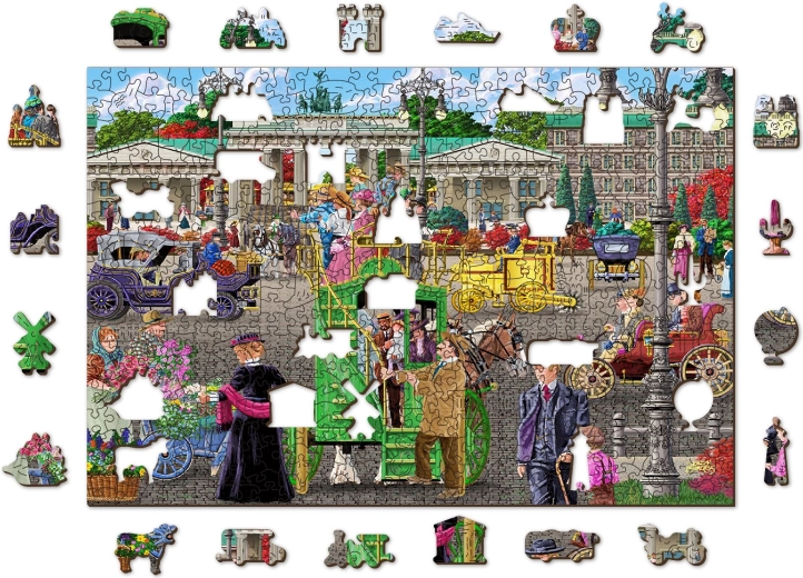 Dřevěné puzzle s figurkami - Pařížské náměstí v Berlíně