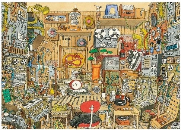 Puzzle Šílené hudební studio od Mattias Adolfsson, 1000 dílků