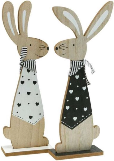 Dřevěná dekorace Zajíc Glamour 11 × 33 cm