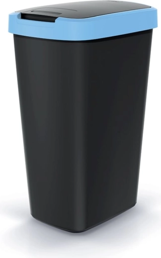 Odpadkový koš Compacta Q Flap 45 l černý se světle modrým víkem
