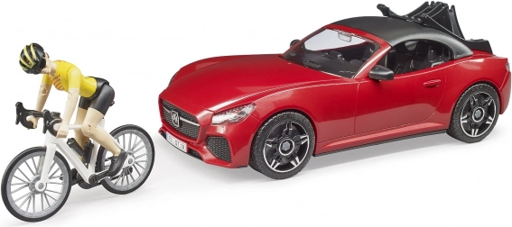 Bruder sportovní auto Dodge s figurkou cyklistky a jízdním kolem