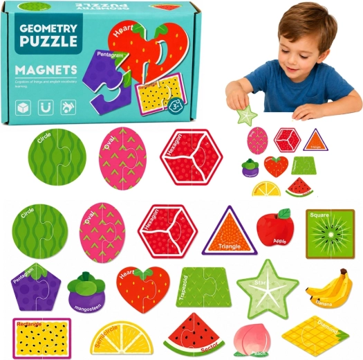 Magnetické puzzle ovoce – 30 dílků na lednici a magnetickou tabuli