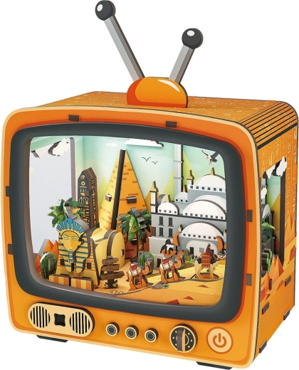 2Kids Toys 3D dřevěná skládačka retro TV s egyptskou scénou