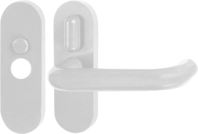 Interiérová dveřní klika s páčkou, bílá plastová