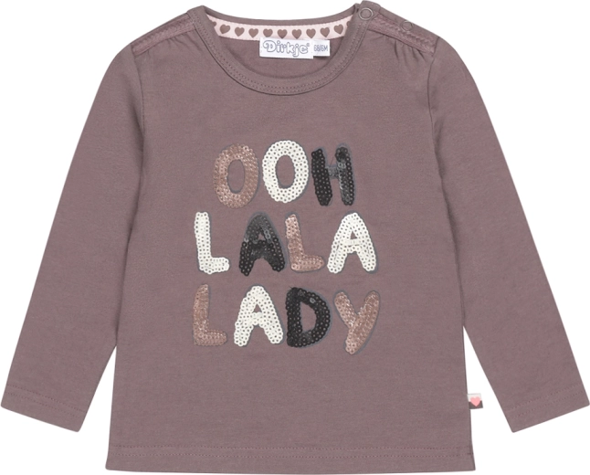 Dirkje dívčí tričko s dlouhým rukávem ooh la la lady šedohnědé