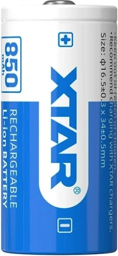 Xtar li-ion akumulátor 16340 / r-cr123 3,7 v 850 mah s ochranou - 1 kus