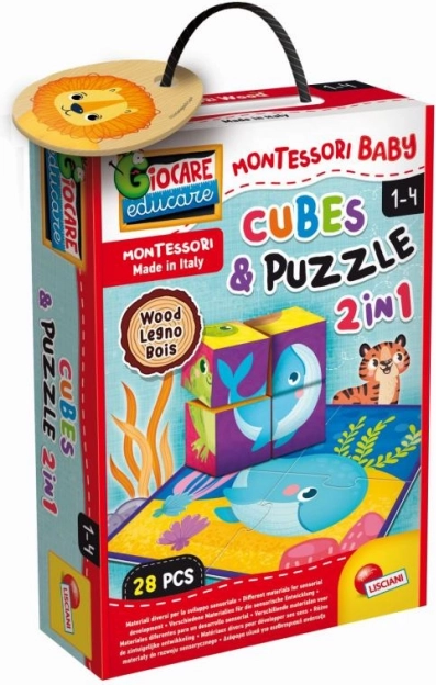 Montessori dřevěné kostky a puzzle se zvířátky