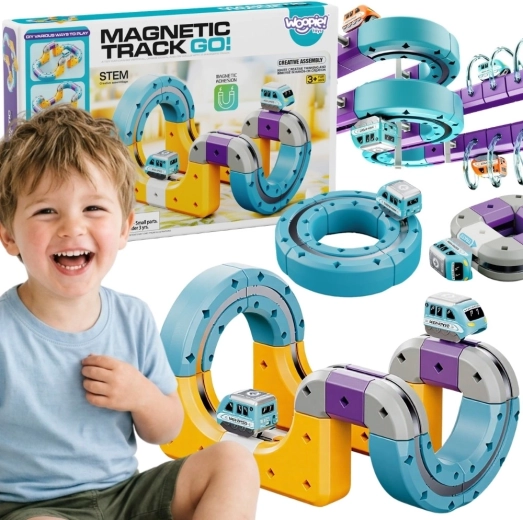Woopie magnetická konstrukční sada vlaková dráha s magnetickým přitažlivým efektem 38 dílů