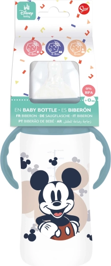 Kojenecká láhev s uchyty MICKEY 360 ml s antikolikovým systémem