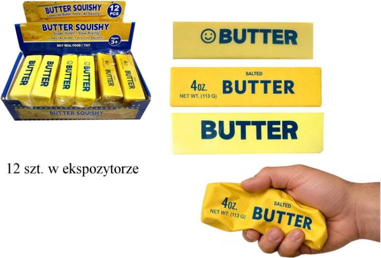 Antistresový mačkací squishy Gniotek ve tvaru kostky másla