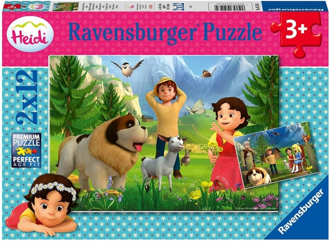 Puzzle RAVENSBURGER Heidi – společný čas na horách 2×12 dílků