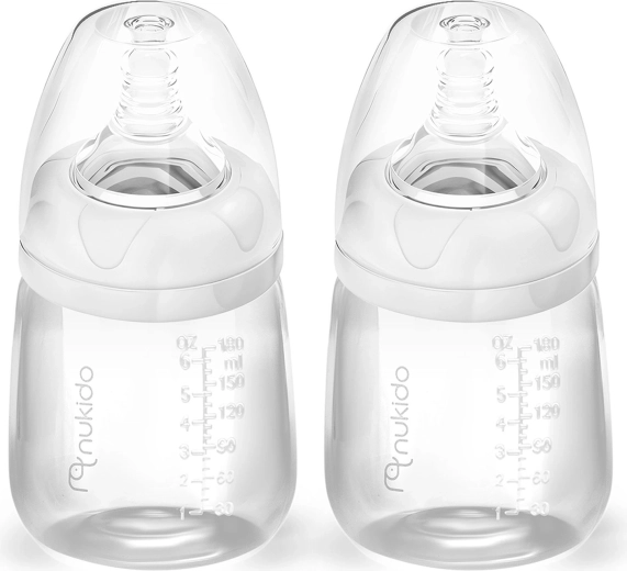 Kojenecké lahve Nukido z PP s dynamickými savičkami 180 ml - 2 ks