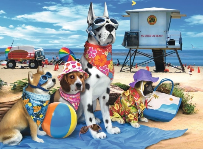 Ravensburger puzzle Zákaz psů na pláži XXL 100 dílků