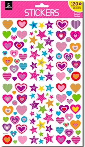 Samolepky srdce – sada 120 ks