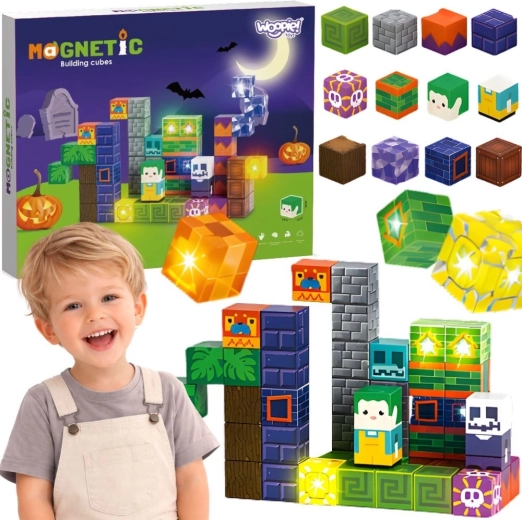 Woopie magnetické svítící kostky Halloween 63 ks