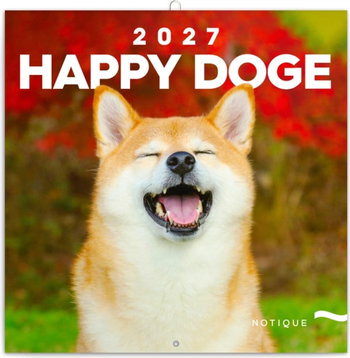 Natique poznámkový kalendář Happy Doge 2027, 30 × 30 cm