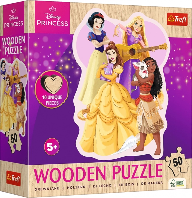 Dřevěné puzzle 50 dílků Disney Princezny