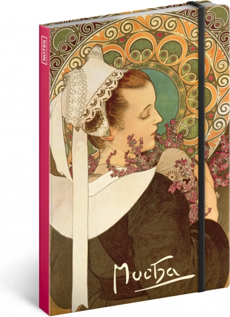 Poznámkový blok Alfons Mucha – Vřes, nelinkovaný 13 × 21 cm