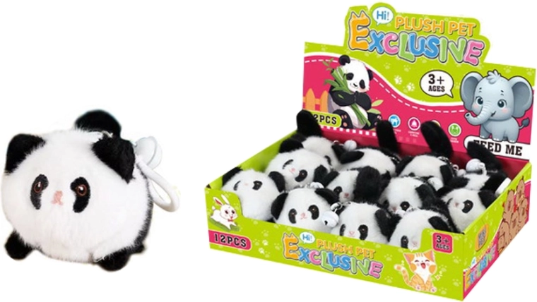 Plyšový natahovací přívěsek panda s rolničkou - 1 kus