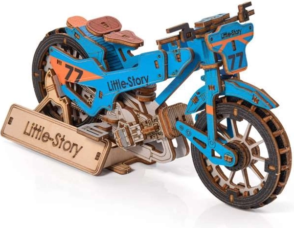 Little Story 3D dřevěná skládačka Speedway Bike modrá
