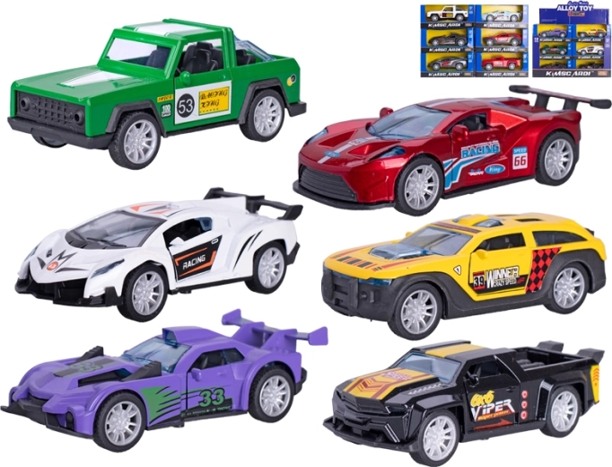 Kovové závodní autíčko 13 cm se zpětným chodem