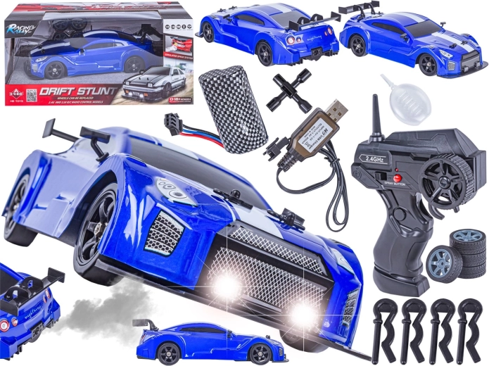 Rc auto na drift 1:16 Nissan GTR 4WD 2,4 GHz s efektem kouře a LED světly