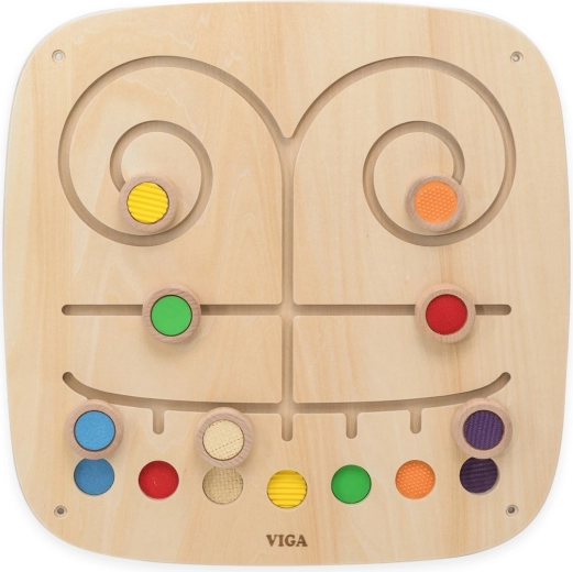Viga Toys manipulační nástěnná deska s barevnými dráhami