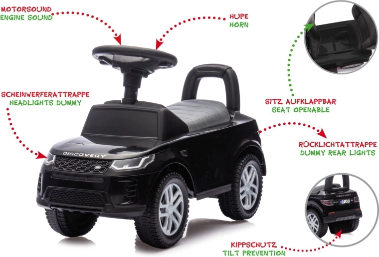 Dětské odrážedlo a chodítko Land Rover Discovery černé 2 v 1
