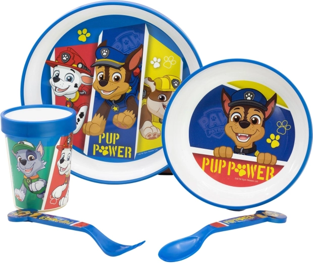 Paw Patrol pup power prémiová protiskluzová snídaňová sada 5 dílů