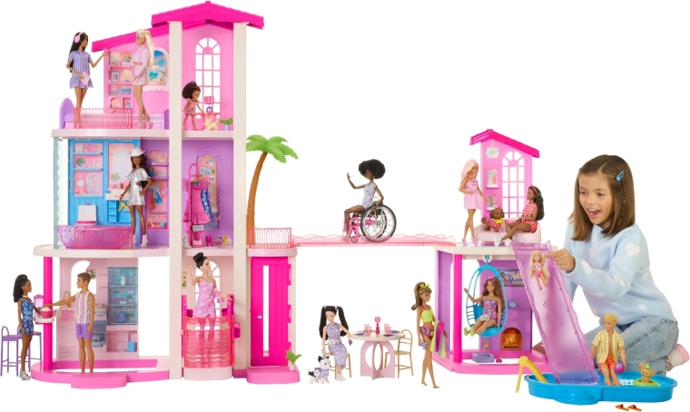 Mattel Barbie Dreamhouse dům snů pro panenky se 2 bazény, výtahem a více než 65 doplňky