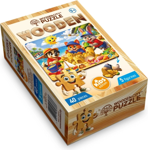 Dřevěné puzzle WOODEN CITY Letní dobrodružství na pláži, 40 dílků