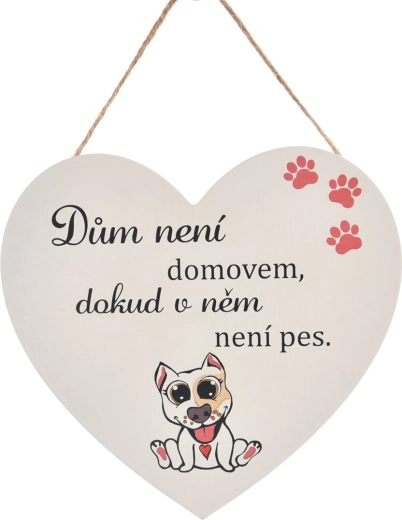 Dřevěná cedule ve tvaru srdce Dog home