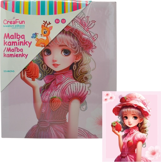 Diamantové malování – jahodová panenka 25 × 30 cm