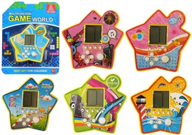 Kapesní elektronická hra Tetris ve tvaru hvězdy – žlutá