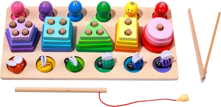 2Kids Toys multifunkční dřevěná vkládačka a rybaření