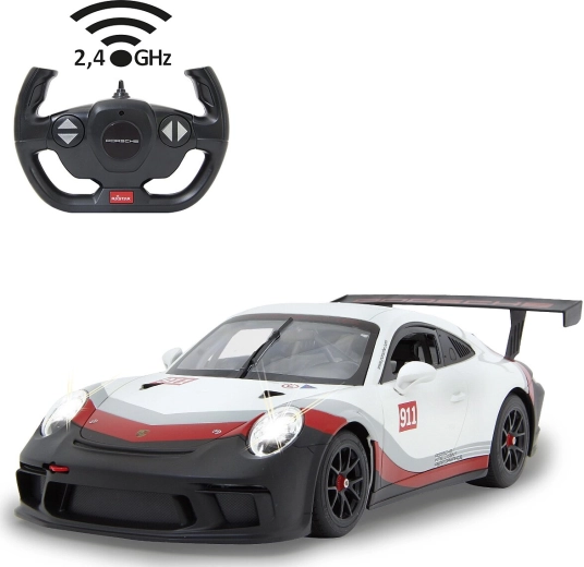 Jamara Porsche 911 GT3 Cup RC auto na dálkové ovládání 1:14 bílé 2,4 GHz