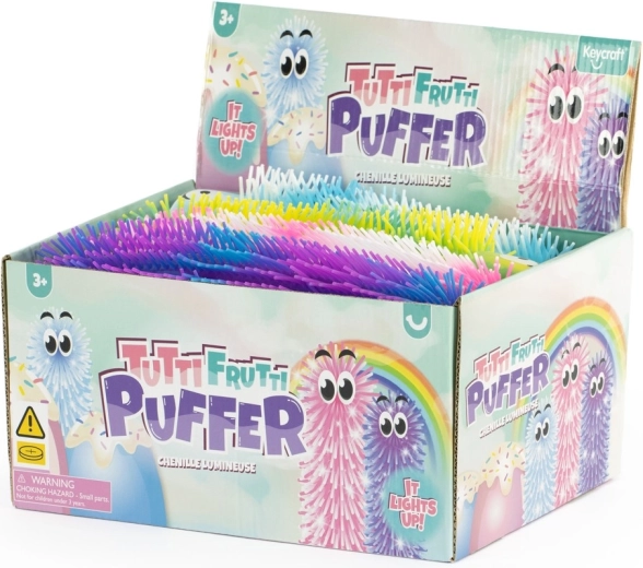 Střapatá natahovací housenka Tutti Frutti se světlem 28 cm