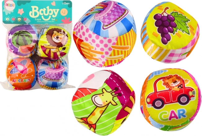 Měkké barevné vzdělávací chrastící míčky, sada 4 ks