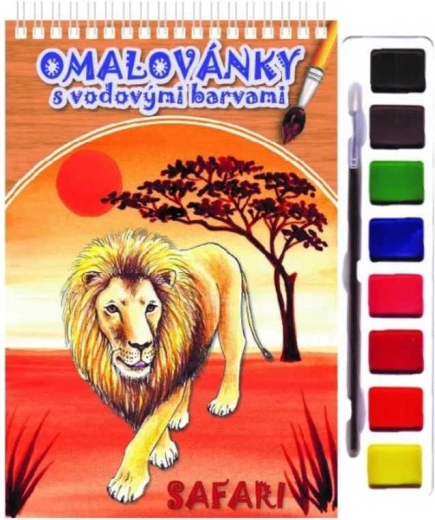 Akim omalovánky s vodovými barvami a štětcem zvířátka safari
