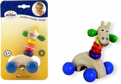 Detoa dřevěná žirafa na kolečkách