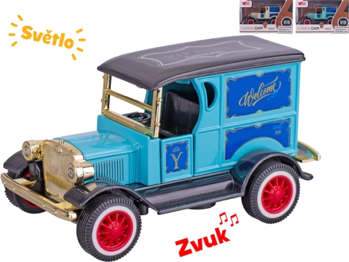 Auto old timer kovový model 11 cm se světly a zvuky