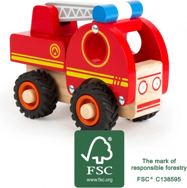 Dřevěné hasičské auto s žebříkem