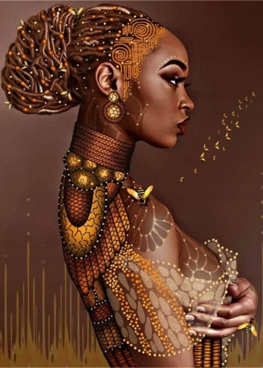 Diamantové malování – žena s drdolem 30 × 40 cm